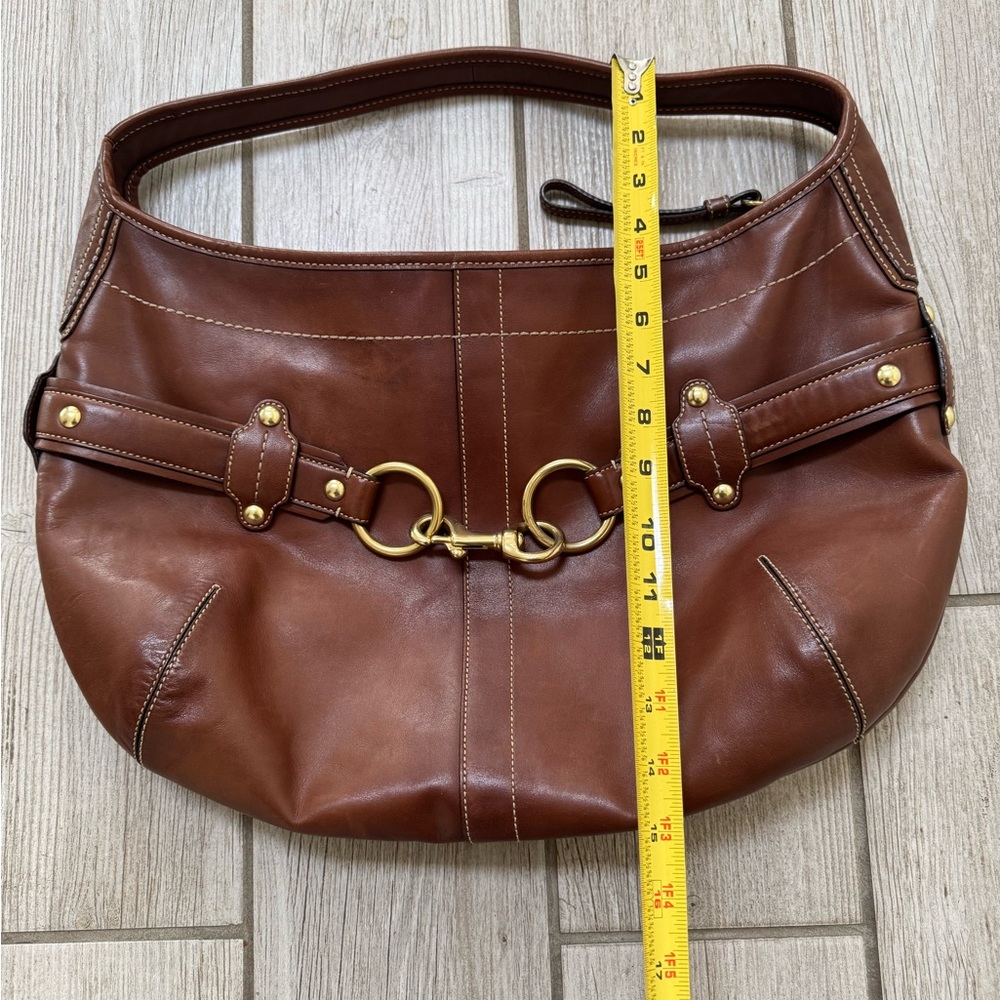 Coach Brown Leather Hobo Bag with Gold Accents - Picture 3 of 6